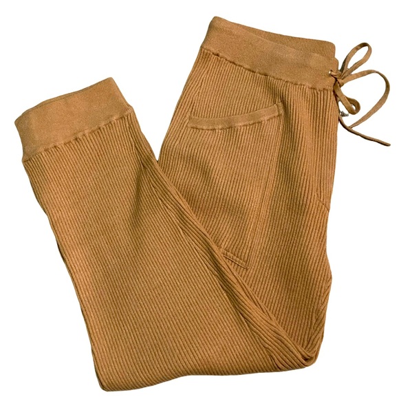 NWT Johnathan Simkhai Standard Danny Rib Knit Camel Joggers - Sz L - Picture 2 of 8